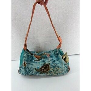 Paul Brent Design Sun & Sand Canvas Purse Handbag Sea Turtles Embellished Beach